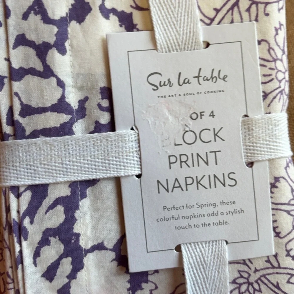 Sur La Table Block Print Napkins - Set of 4 - New
